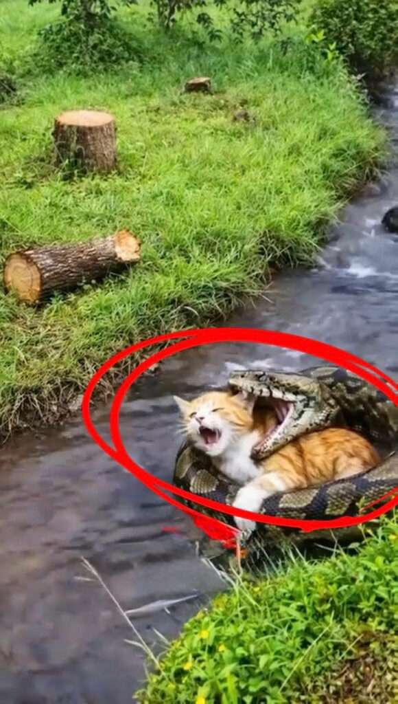 Huge Python Attacks Cat in River - The Glory