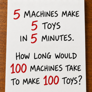 Production riddle about 5 machines making 5 toys in 5 minutes