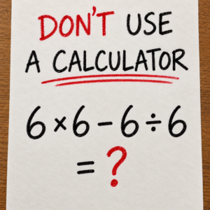 Math puzzle showing 6 × 6 − 6 ÷ 6