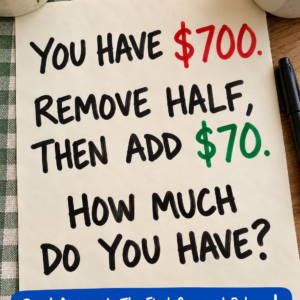 You have $700 remove half then add $70 puzzle
