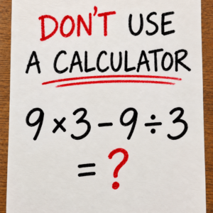 Math puzzle showing 9 × 3 − 9 ÷ 3