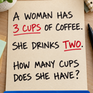 A woman has 3 cups of coffee she drinks two how many cups does she have riddle