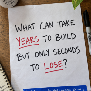 Takes years to build but seconds to lose riddle