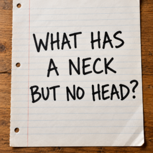 Riddle asking what has a neck but no head