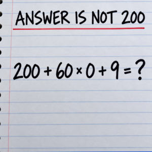 Notebook 200 plus 60 times zero plus nine math problem