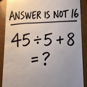 Math puzzle 45 divided by 5 plus 8