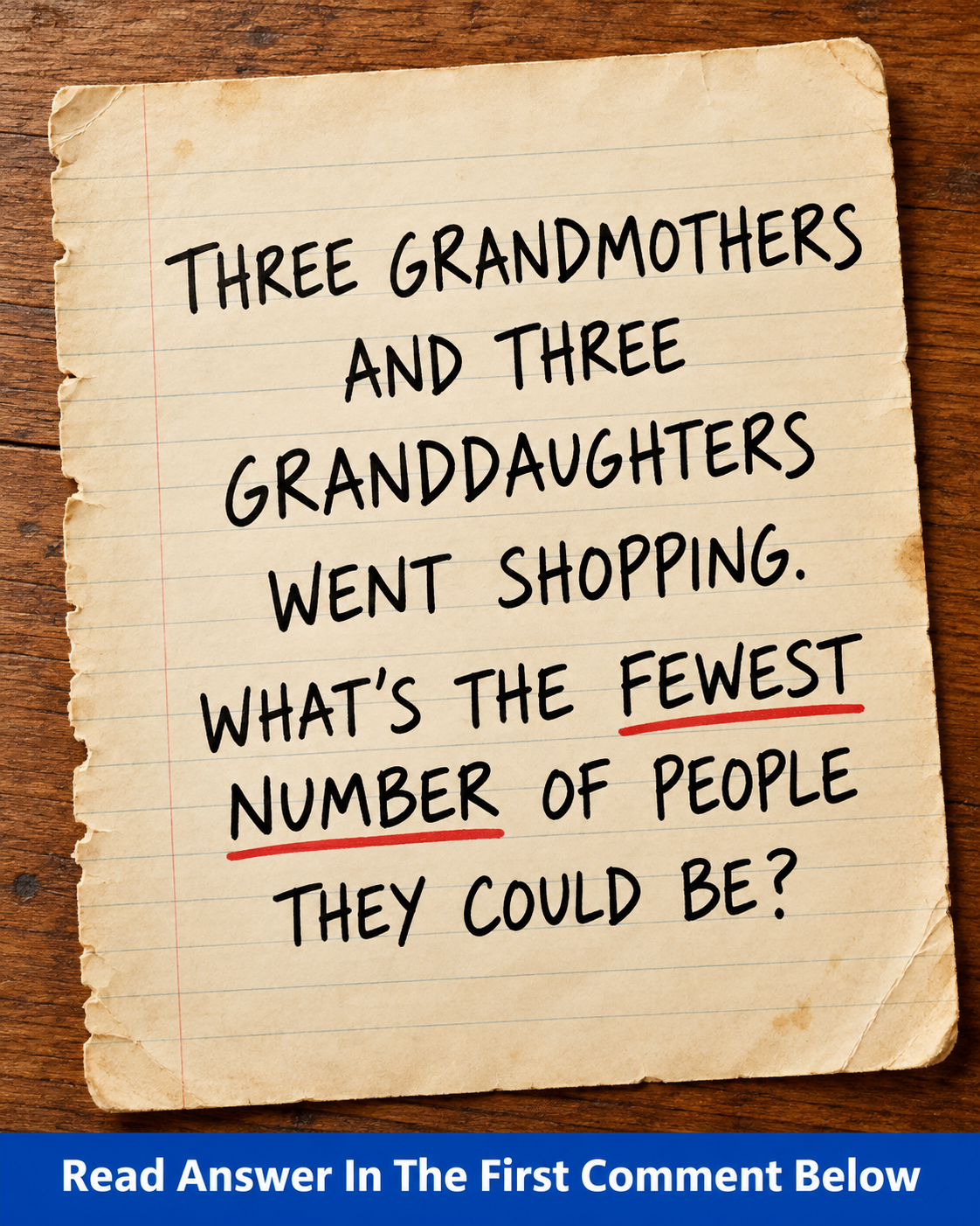 Handwritten generations riddle about grandmothers and granddaughters