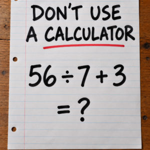 Math puzzle 56 divided by 7 plus 3