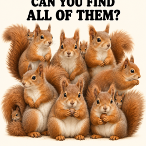 Group of squirrels and hidden small squirrels counting puzzle