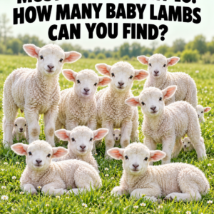 Lambs in grassy field with smaller lambs hiding between them