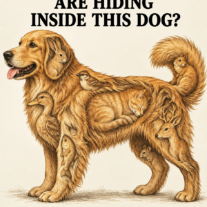 Hidden animals inside a dog puzzle