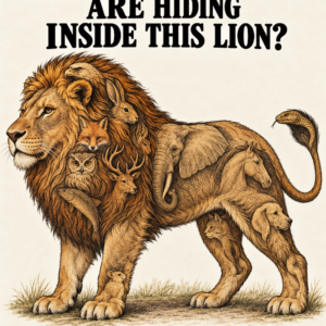 Hidden animals inside a lion puzzle