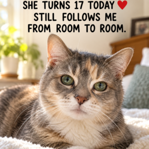 Senior cat Nala celebrating her seventeenth birthday